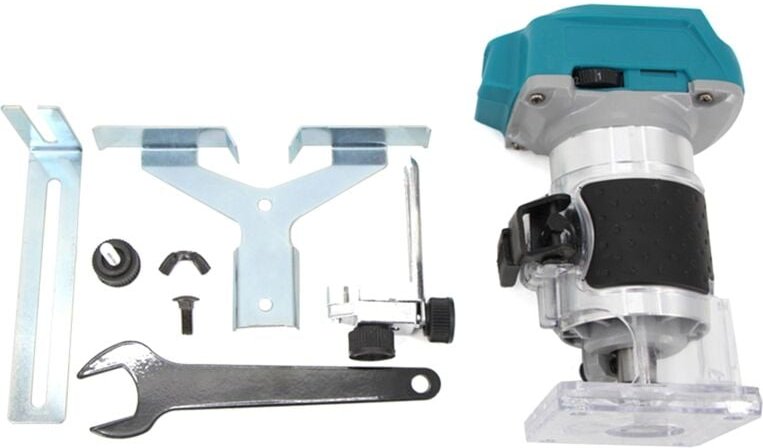 Tlily - Holzbearbeitungstrimmer, bürstenlose Fräs-, Gravier- und Schlitzmaschine, Holzfräser, Trimmen für 18-V-Akku