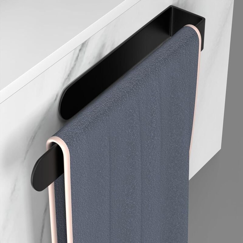 30 cm lange, selbstklebende Handtuchstange aus schwarzem Edelstahl 304 fürs Badezimmer – kein Bohren erforderlich – lang...