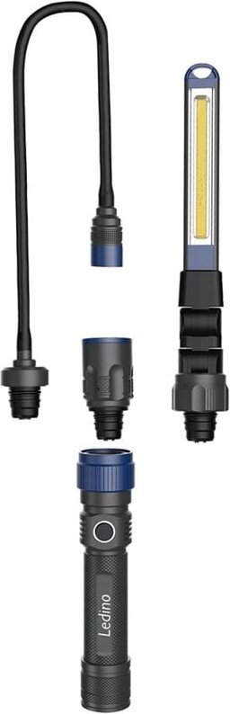 Ledino - led Inspektionsleuchte Handleuchte Taschenlampe Alu Schwarz Akku IPX4 l 30 cm