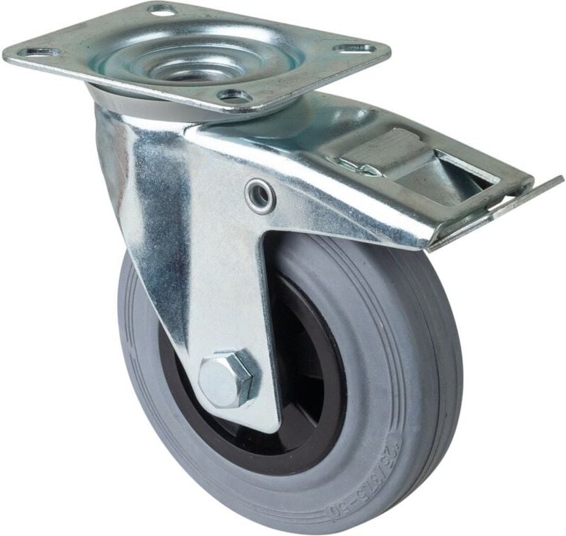 Bs Rollen - bs-r Lenkrolle m. Feststeller, Gummirad blaugrau,Kunststoffelge, Rollen-