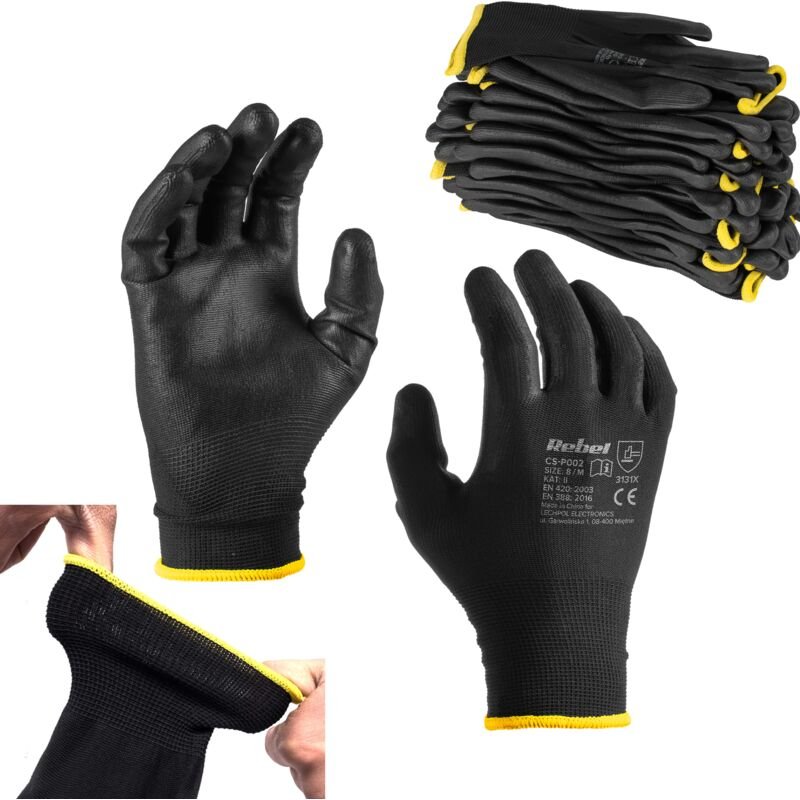 CS-P002 Polyurethan-Arbeitshandschuhe Größe 8 M (12 Stück)