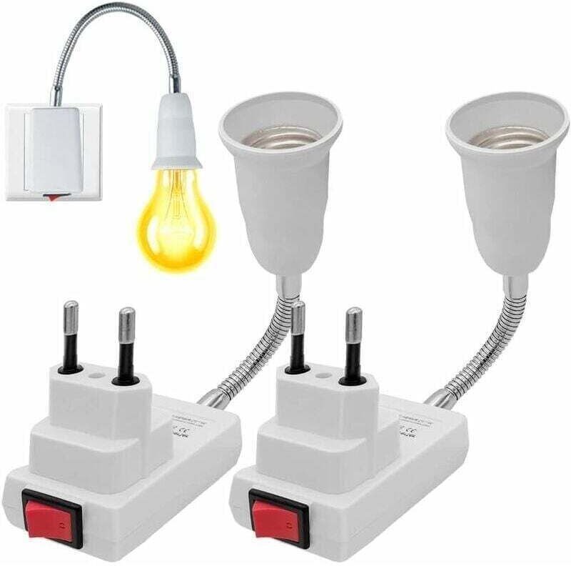 Ulisem E27 Fassung mit kabellosem Schalter, 2 Stück 360 Grad verstellbare E27 Lampenfassung, Lampenfassungsadapter, für ...
