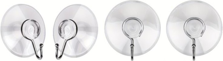 Lntyq - 4er Set Saugnäpfe mit Haken - Transparent - Für Fenster, Bad und Küche - Ideal für Fensterdekoration, Lichterket...