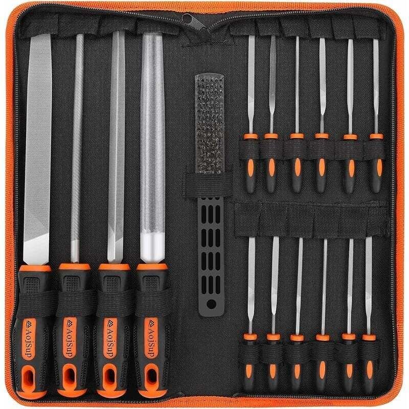 Ahlsen 17 Stück Feilen und Raspeln, AojSup Metallfeile aus geschmiedetem T12-Stahl, 4 x große Metallfeilen, 12 x Metalln...