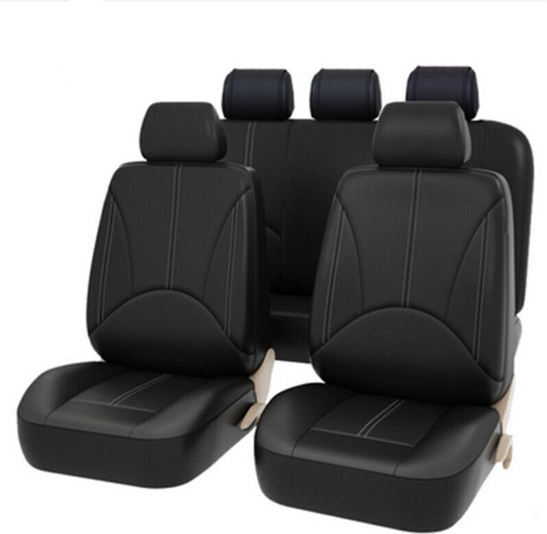 9-teiliges Set Sitzbezüge aus PU-Leder für PKW/LKW/SUV, Komplettset für Vorder- und Rücksitze, inklusive Sitzkissenschut...
