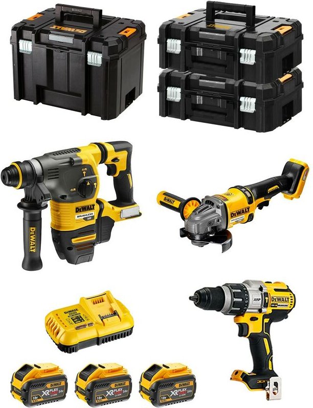 DeWALT Kit FVK381X3HD-QW 54V/18V (DCH333 + DCD996 + DCG418 + 3 x 9,0 Ah + DCB118 + 2 x TSTAK II + TSTAK VI)
