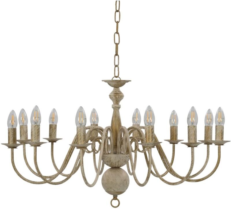 Kronleuchter Antik-Weiß 12 × E14-Fassungen - Vidaxl