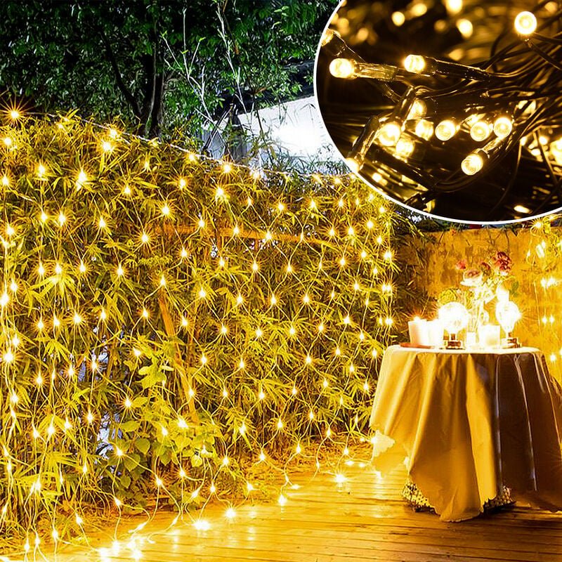 UISEBRT LED Lichternetz Lichterkette 6 x 4m Warmweiß Innen und Außen Dekoration für Weihnachten Hochzeit Party, mit 8 Le...