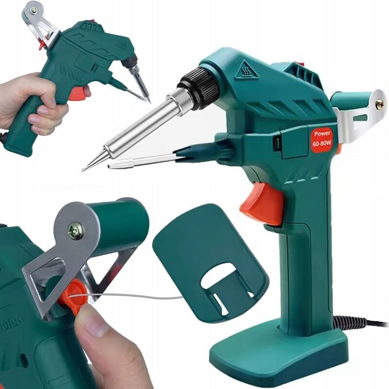 Rosfix Transformator-Lötkolben 60 W – Mit Zinnvorschub & Halterung 450 °C, Aufheizzeit 30 s Für Elektronik, Reparaturen,...