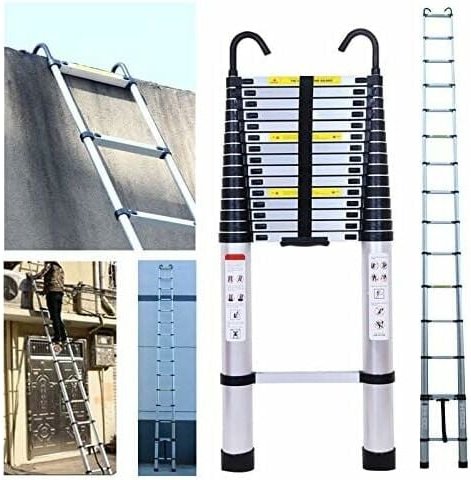 Mehrzweckleiter 6,2m Teleskopleiter mit Abnehmbarem Haken Alu-Klappleiter Rutschfester Ausziehbare Robust Stehleiter 150...