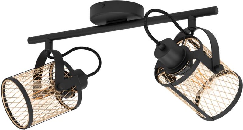 Eglo - 2er Spot Dellow schwarz-messing 47,5 x 18 cm Deckenlampen & Kronleuchter