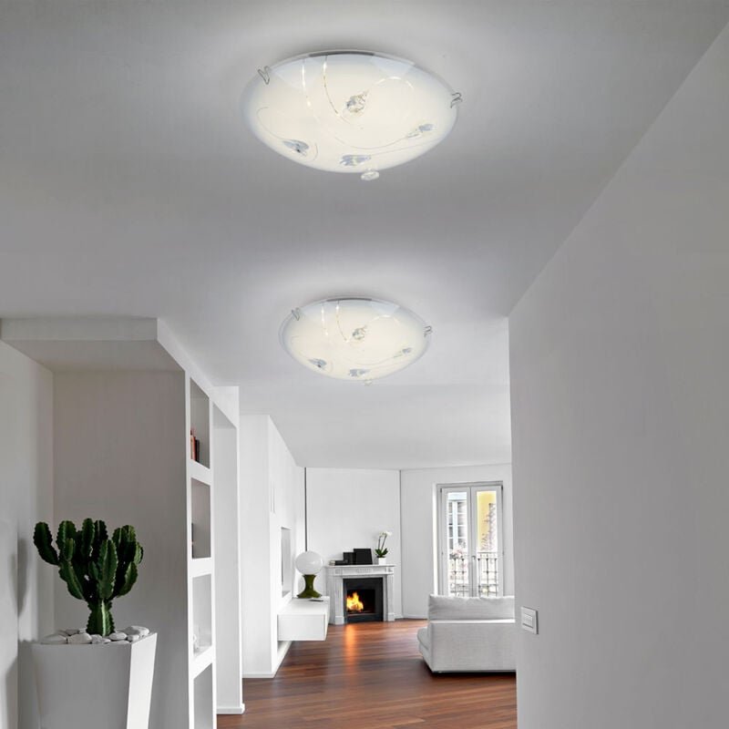 Thumbnail - Globo - Deckenleuchte Deckenlampe Esszimmerlampe led Designleuchte mit Kristallen und Linien, Metall Glas, 1x led 8 Watt...