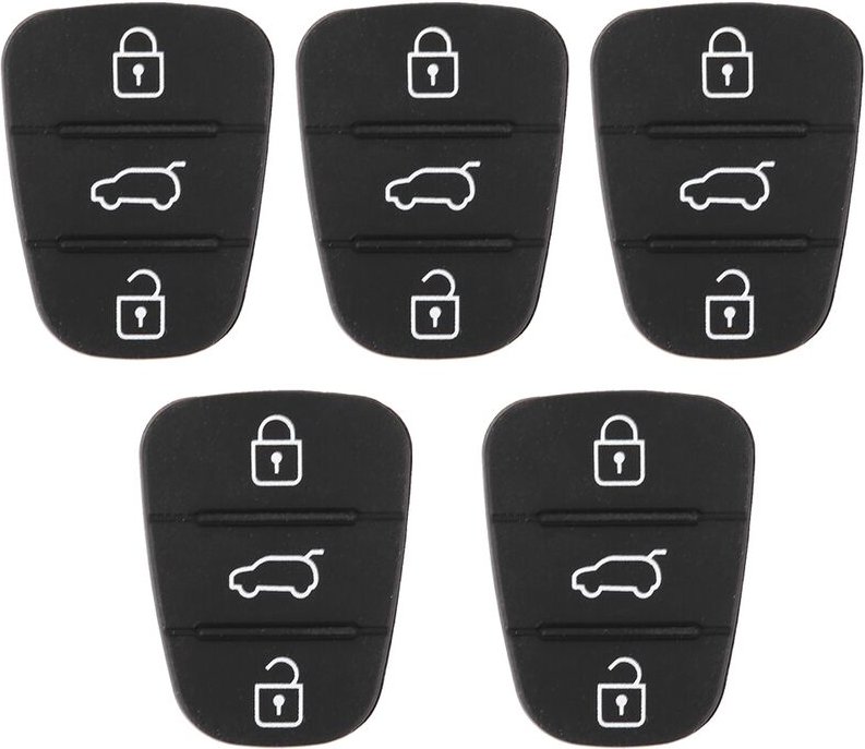 Sjlerst - Autoschlüssel, Autoschlüssel Knopf Ersatz, 5Pcs Schlüsselschale Gummi 3 Tasten Pad Fit für Hyundai, für Kia (o...
