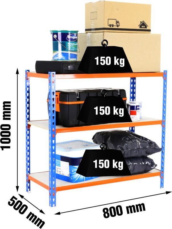 Simonrack Leichte Regal blau-orange Holz 1000x800x500 mm