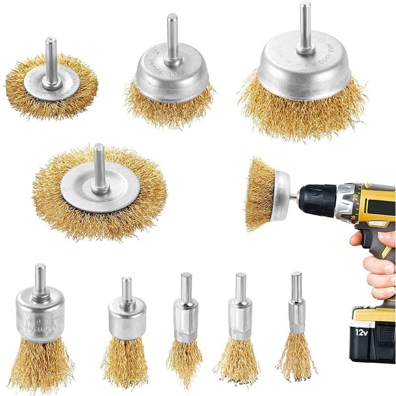 Petites Ecrevisses - 9-Teilig Drahtbürste Bohrmaschine Rostentferner Scheiben Bürstenaufsatz für Polieren Rost Farbe Ent...