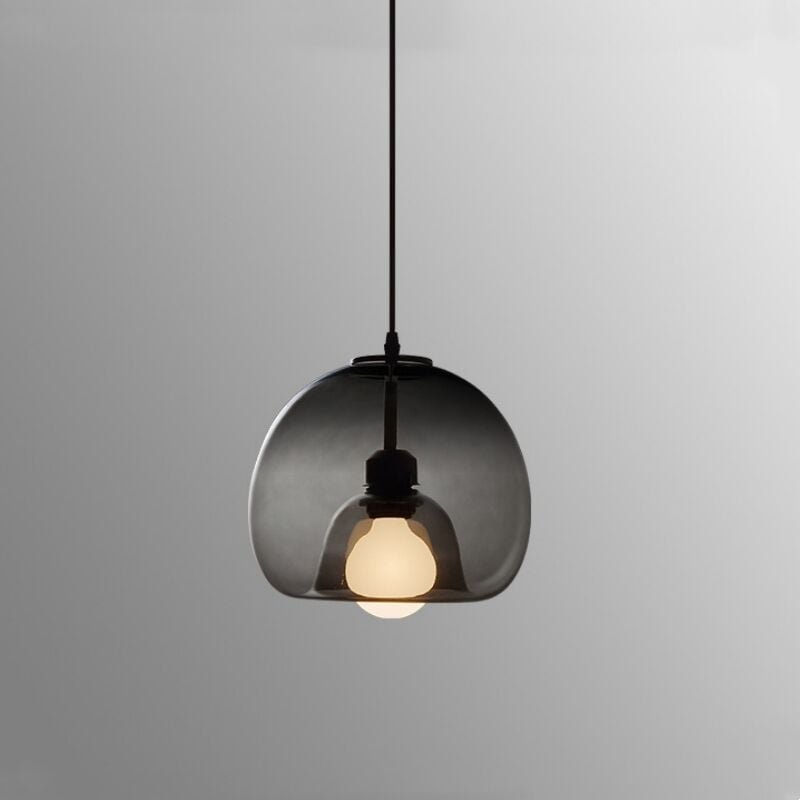 Industrie Vintage Pendelleuchte E27 Glas Lampenschirm Hängelampe Glas Lampenschirm Hängelampe - Rauchgrau Ø25CM
