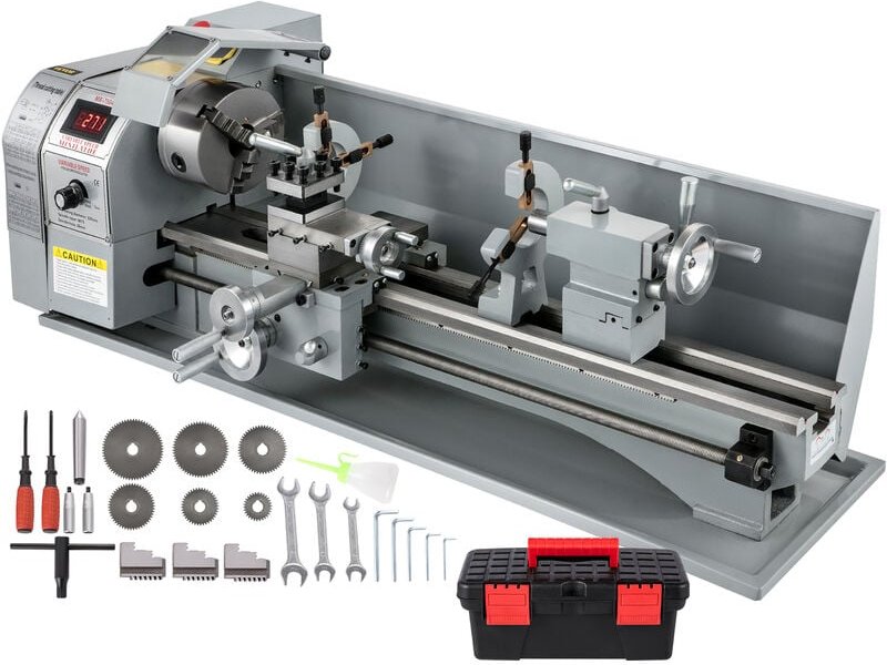 Metalldrehmaschinen Mini Drehbank 220x750mm Drehmaschine Metall 750 w Mini Drechselbank für Metallbearbeitung Drehbank M...