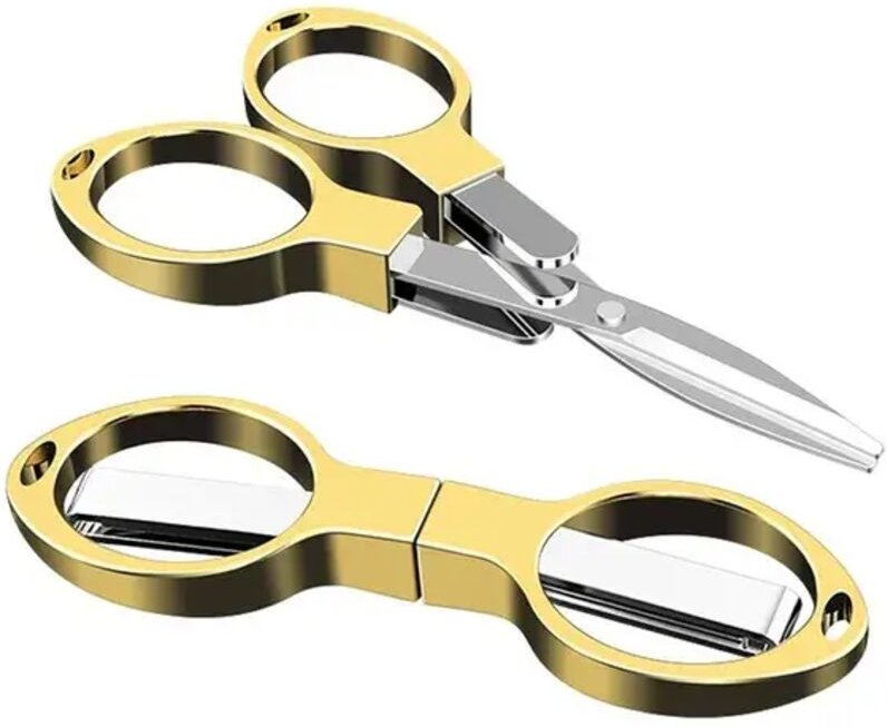 Klappbare Reiseschere, sicher und tragbar, mit Schlüsselanhänger, ideal für Zuhause, Büro und zum Goldfischen.