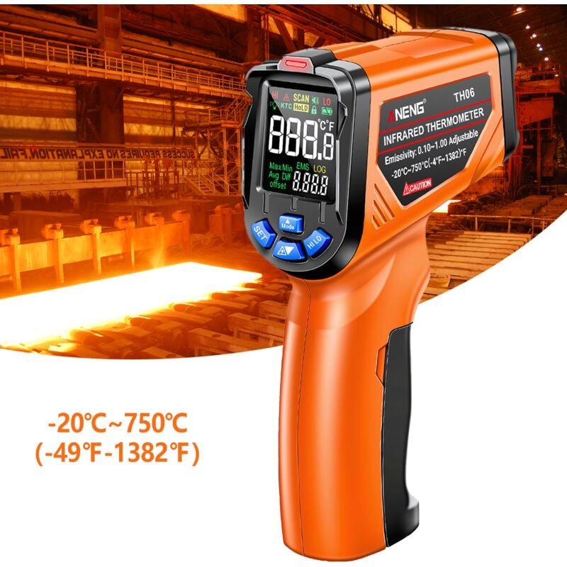 Infrarot Thermometer, Ultrixe Temperaturmessgerät Digital -20°C-750°C(-49°F-1382°F) IR Laser Thermometer, Berührungslose...
