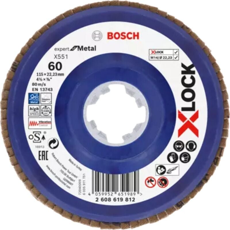 Thumbnail - Bosch - X-LOCK-Fächerschleifscheibe X551, Expert for Metal, k: 60, 115 mm - 2608619812