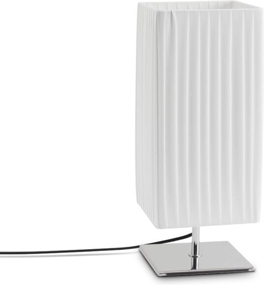 Stehleuchte Tischleuchte Wohnzimmer Nachttischlampe Lampenschirm Holz Modern Weiß, Tischleuchte - Chrome - Paco Home