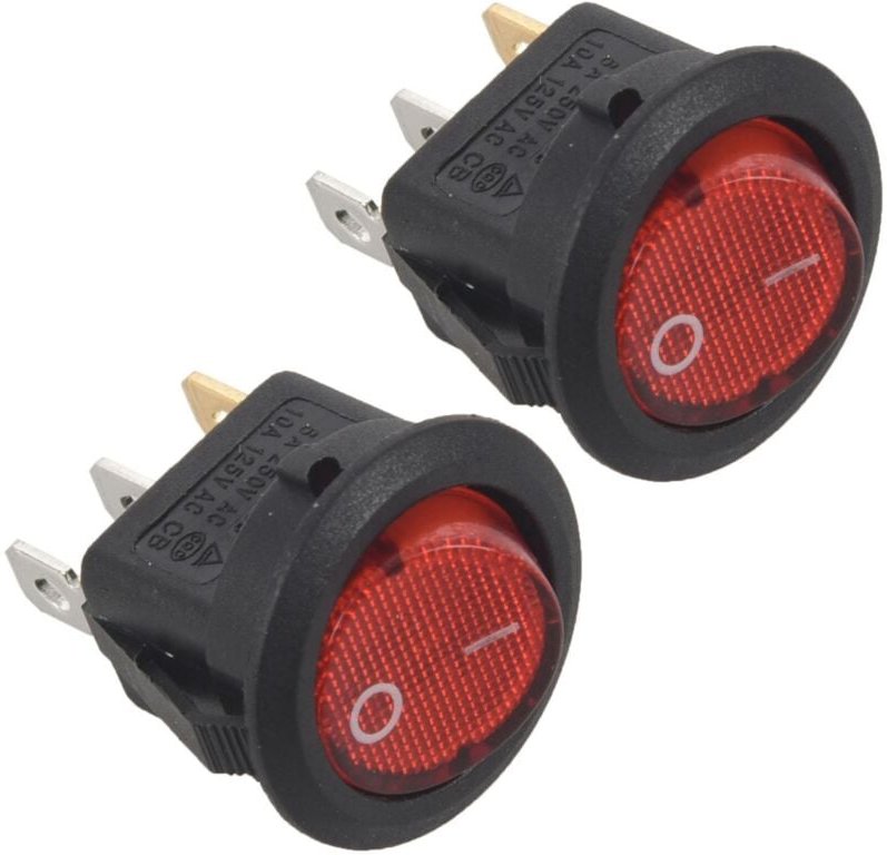 2X Kippschalter Zweipolig Ein AUS Rot 3 Pin 20mm