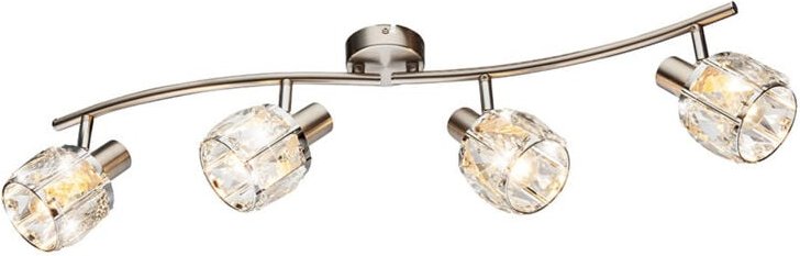 Deckenleuchte Deckenlampe Spotleuchte Spotlampe Wohnzimmerlampe, 4 Flammig Spots beweglich Chrom Nickel matt, 4x E14 Fas...