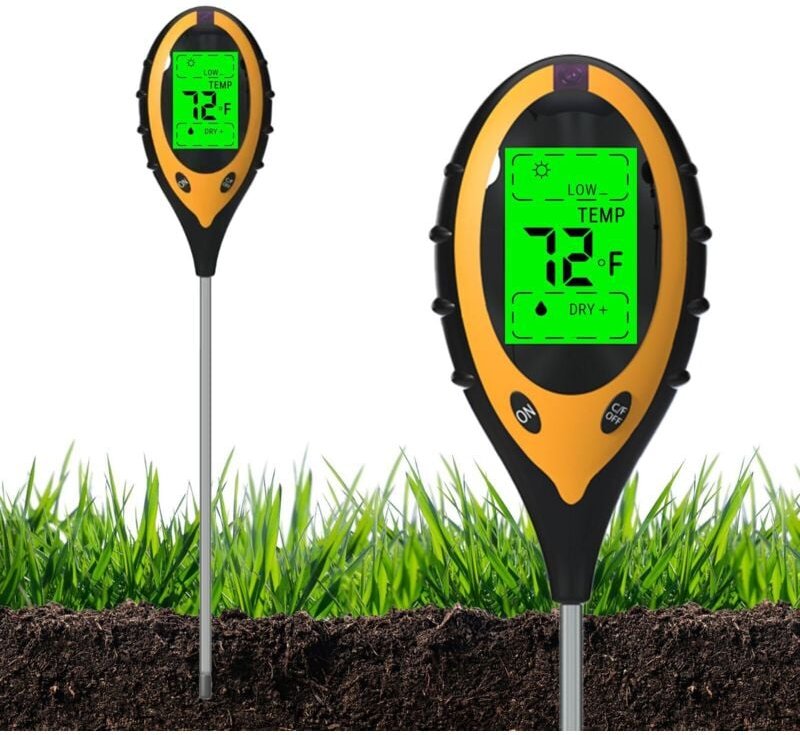 4-in-1-Bodentester, pH-/Temperatur-/Feuchtigkeits-/Lichttester, Pflanzenfeuchtigkeitstester mit LED-Digitalanzeige für G...