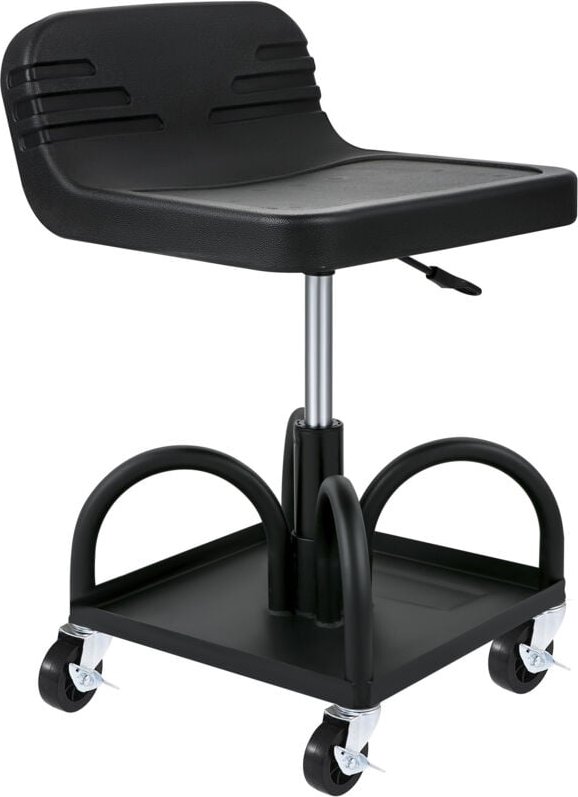 Mophorn Rollbarer Garagenhocker, 136 kg Tragkraft, einstellbare Höhe 40–52 cm, Mechanikersitz mit 360-Grad-Lenkrädern, W...