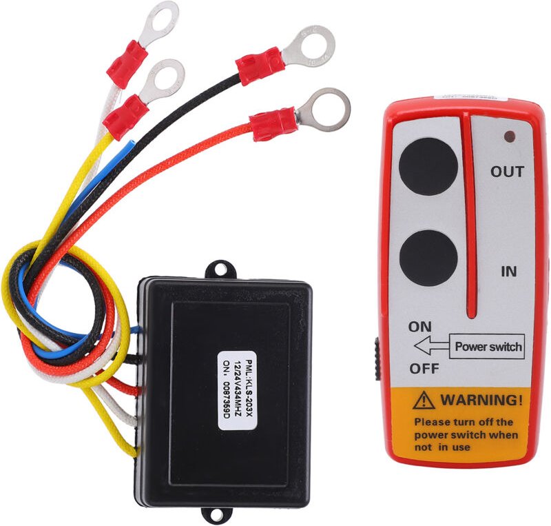 Universelles drahtloses Seilwinden-Fernbedienungsset mit 12V/24V-Empfänger für LKW, Jeep, ATV und SUV (Rot)