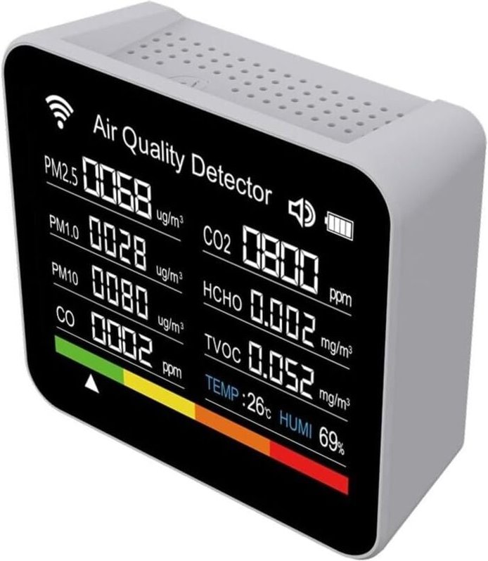 Thumbnail - 15-in-1-Luftqualitätsmonitor, CO2-Temperatur-/Feuchtigkeitstester, Kohlendioxid-TVOC-HCHO-Tester PM1.0/PM2.5/PM10-Tester...