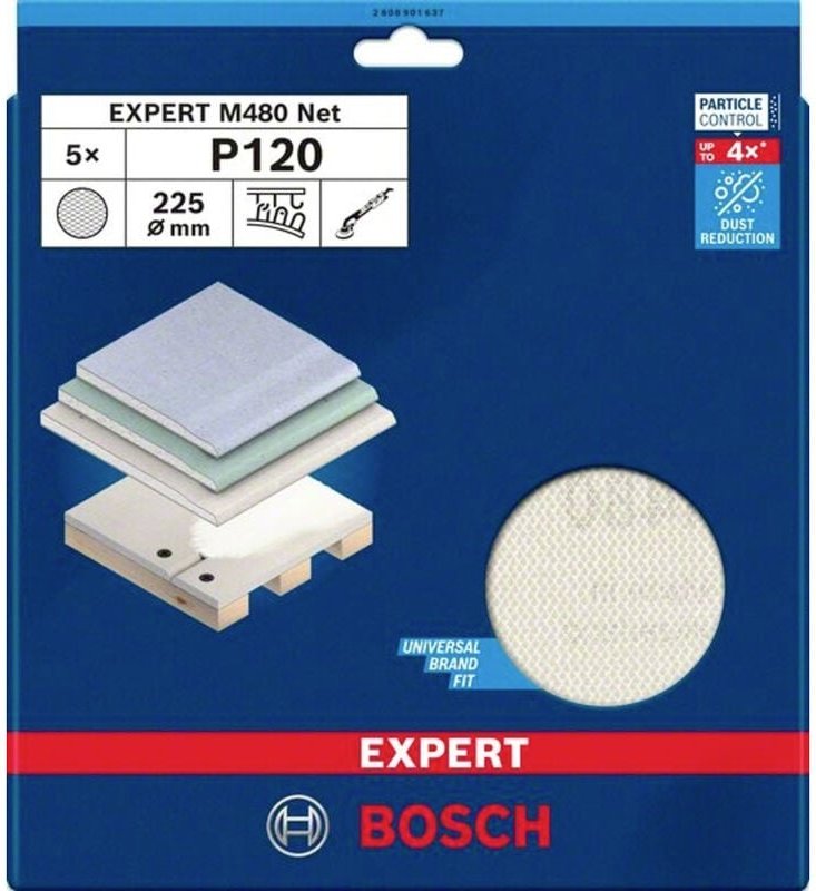 Accessories 2608901637 Schleifnetz für Trockenbauschleifer Körnung (num) 120 (ø) 225 mm 5 s - Bosch