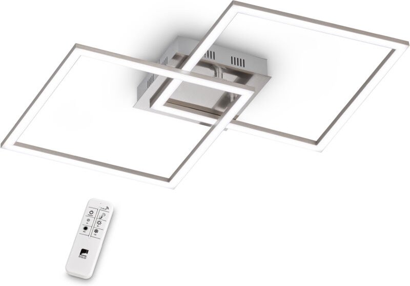 Led Deckenleuchte Palmaves 1, dimmbare Design Deckenlampe mit Fernbedienung, Lampe Decke Wohnzimmer aus Metall in Silber...