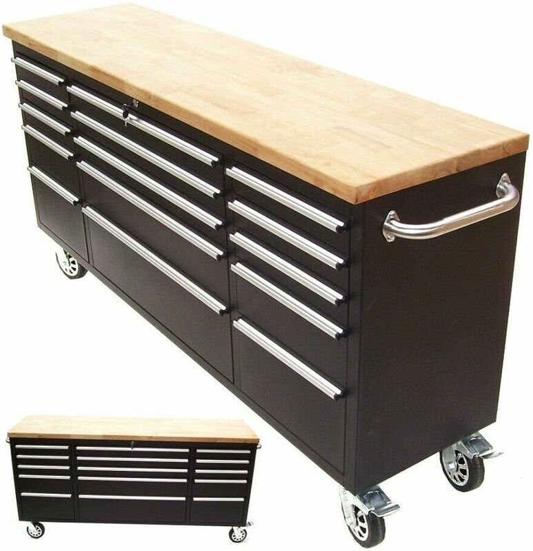 Werkstattwagen Werkbank 66061 Werkzeugwagen xxl 15 Schubladen Werktisch fahrbar