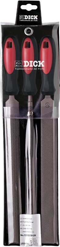 F.dick - Dick Feilensatz 3tlg. 250 mm Feilen für Stahl, Eisen, NE-Metall Werkstattfeile