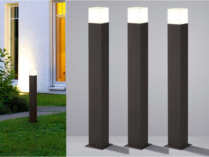 LED Pollerleuchte 3er Set in Anthrazit Höhe 80cm IP44 - Außenleuchte Wegeleuchte