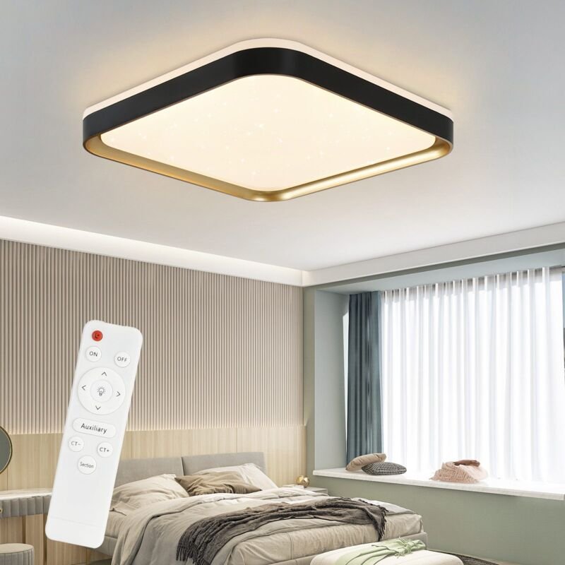 Thumbnail - GBLY Deckenlampe LED Deckenleuchte Schlafzimmer - Ø30cm Schlafzimmerlampe Dimmbar mit Fernbedienung 32W Flur Schwarz Gol...
