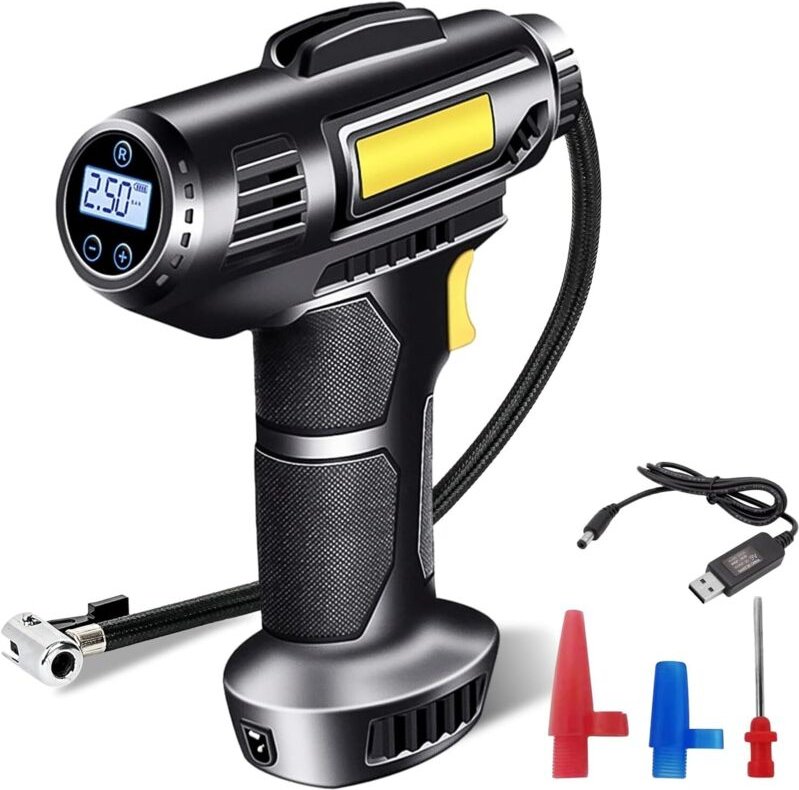 Tonchean - Autoreifenfüller, tragbarer 4000-mAh-Luftkompressor (7,4 v), kabellos, wiederaufladbare elektrische Pumpe mit...