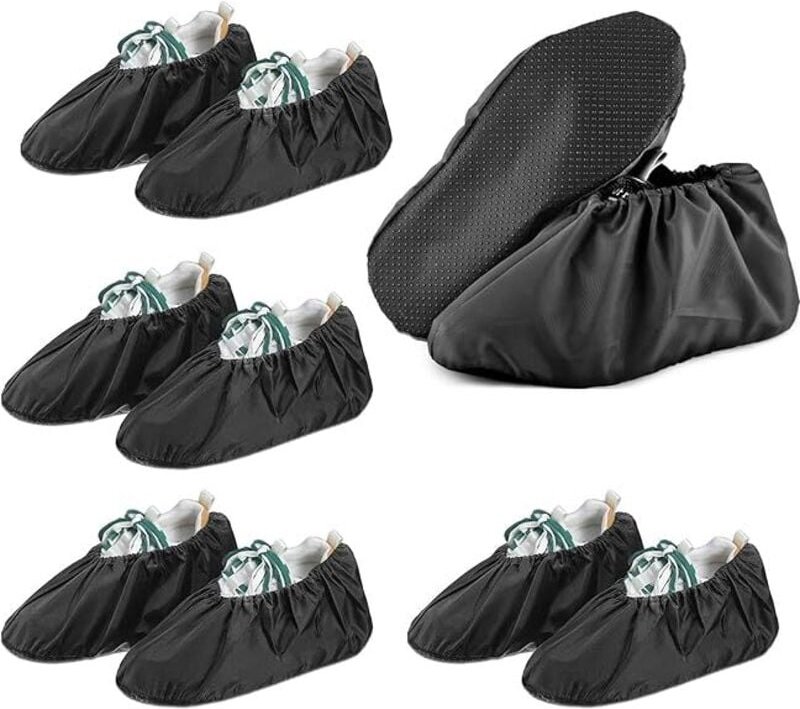 Linghhang - Paar wiederverwendbare rutschfeste Schuhüberzüge (schwarz), waschbare Überschuhe, Schuhüberzüge, Staub-Schuh...