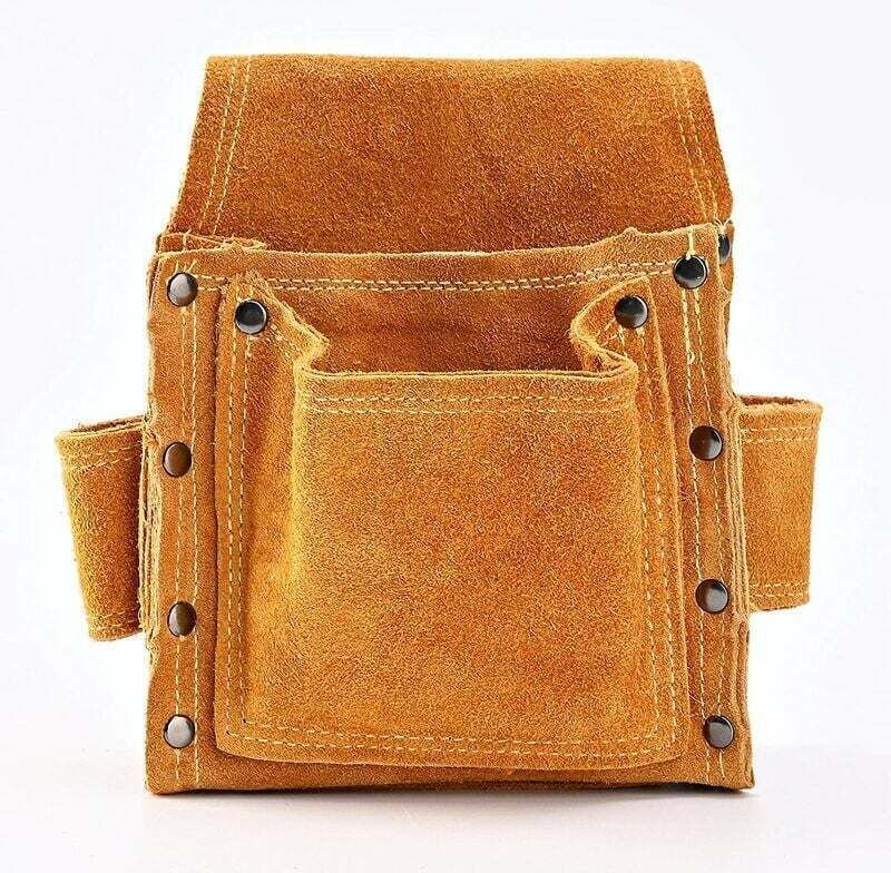 Thumbnail - Werkzeuggürtel für Schreiner, hochwertiger Ledergürtel mit 2 Hammerhaltern, robuste und professionelle Tasche für Elektr...