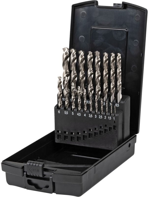 Stier - Spiralbohrer Set hss-g, 19-teilig, Metallbohrer Satz, Stahlbohrer Satz, alle gängigen Größen, Anwendungsbereiche...