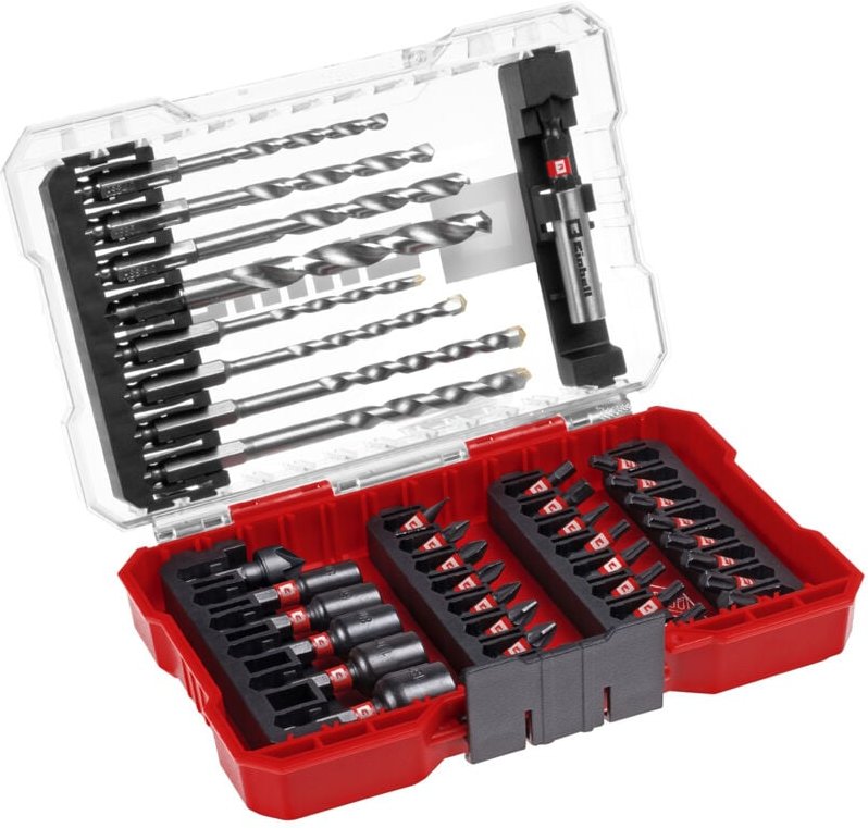 Einhell - Original m-case 39-tlg. schlagfestes Zubehör-Set (25-mm-Bits, Metallbohrer, Universalbohrer, 60-mm-Bithalter, ...