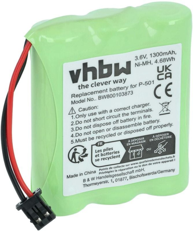 Vhbw - Akku kompatibel mit Panasonic KX-TC907-B, KX-TC911, KX-TC917HSB, KX-TC904, KX-TC907 schnurlos Festnetz Telefon (1...