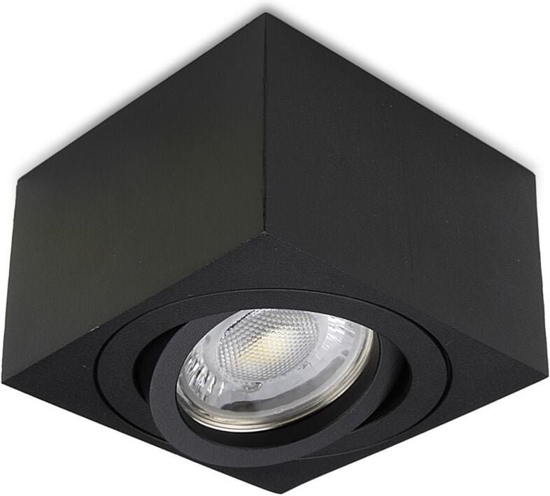 Flacher Aufbaustrahler schwarz eckig für LED-Modul schwenkbar Deckenleuchte