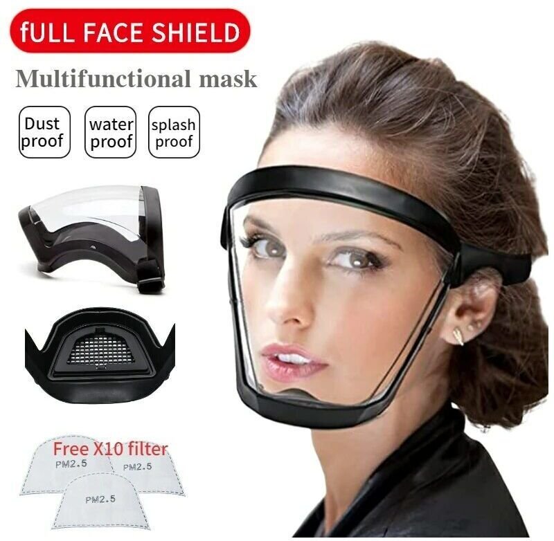 2 Stück transparente Gesichtsmaske, Vollgesichtsschutz, Schutzbrille, Augenschutzmaske, winddicht, staubdicht, spritzwas...