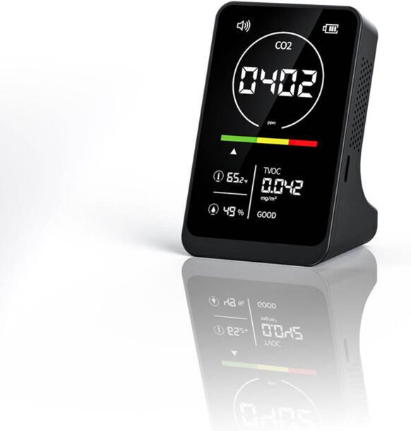 4-in-1 CO2-TVOC-Luftqualitätsmessgerät, tragbares Temperatur- und Feuchtigkeitsmessgerät, NDIR-Sensor, Digitalanzeige mi...