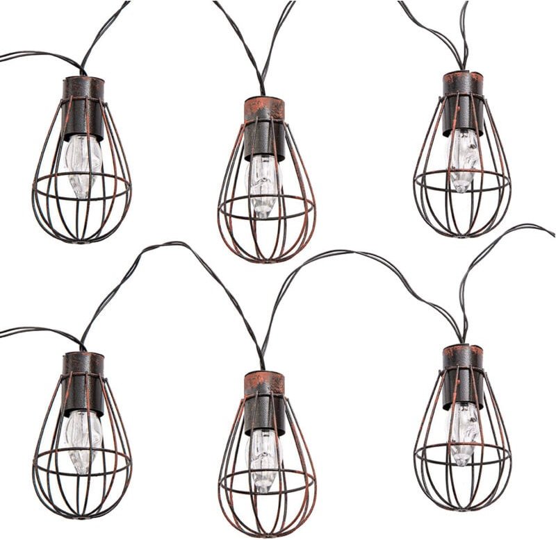 LEDs Solar Lichterkette Aussen Solarlampe Garten Dekoration Retro Stil, Metall rost, 20x led warmweiß, l 200 cm