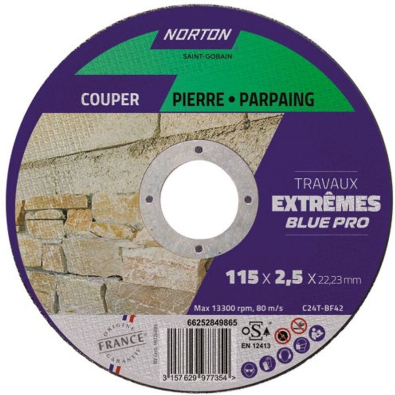 Schleifscheibe Mitnehmer versetzt Außenmaterialien 115x2,5x22 - Norton