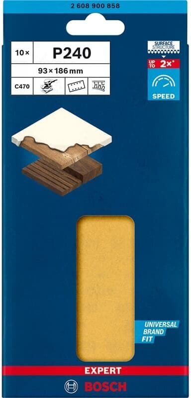 Accessories expert C470 2608900858 Schwingschleifpapier gelocht Körnung (num) 240 (l x b) 230 - Bosch