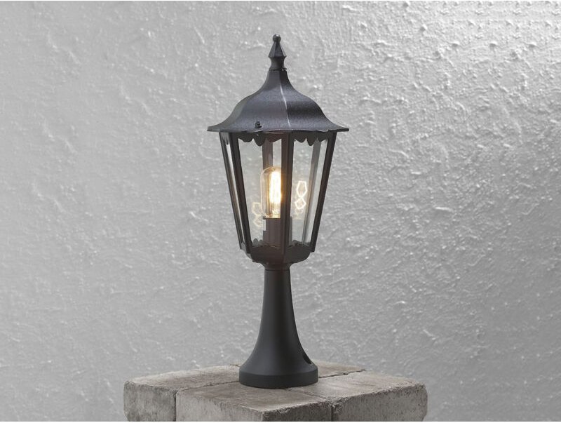 Konstsmide - Sockelleuchte firenze Landhausstil, Aluminium Schwarz, Höhe 55cm